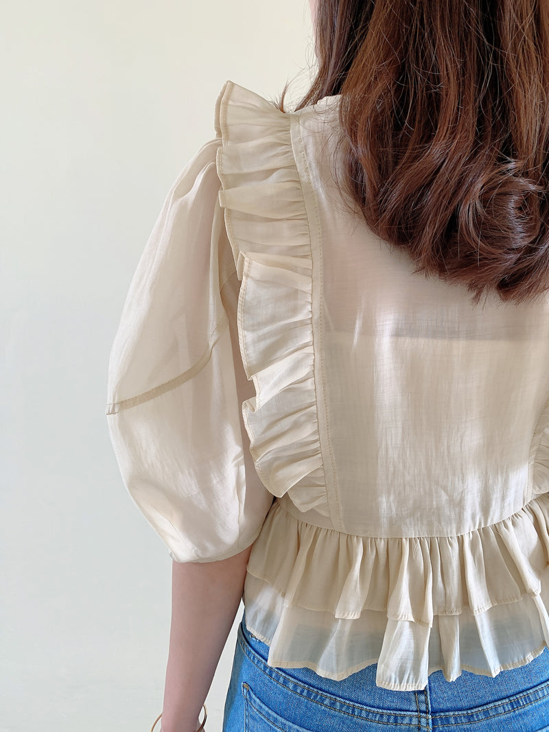 ruffle wrap blouse