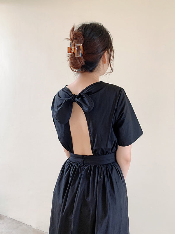 Open Back Ribbon Detail Dress